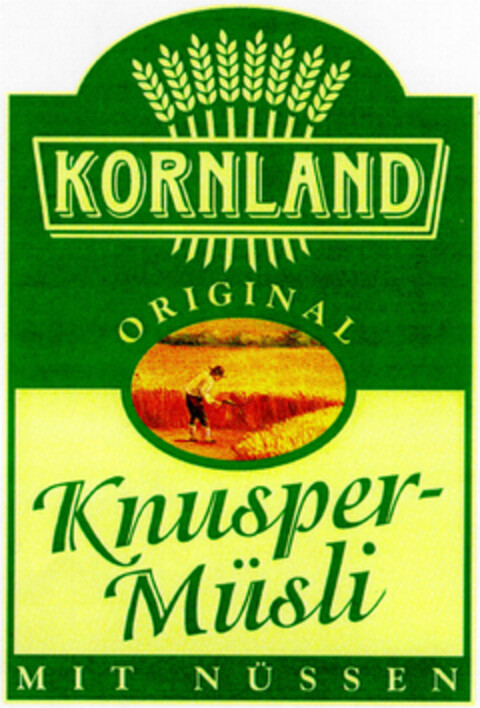 KORNLAND ORIGINAL Knusper-Müsli MIT NÜSSEN Logo (DPMA, 26.11.1996)