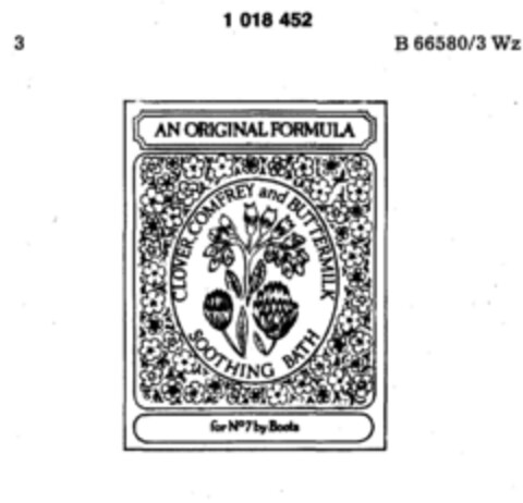 CLOVER, COMFREY and BUTTERMILK SOOTHING BATH Logo (DPMA, 09/04/1980)