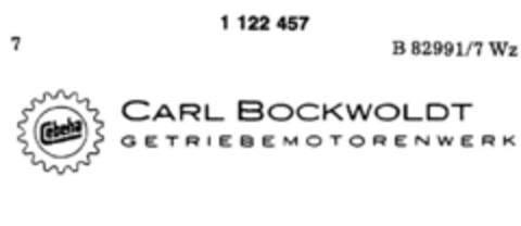 CARL BOCKWOLDT GETRIEBEMOTORENWERK Logo (DPMA, 22.10.1987)