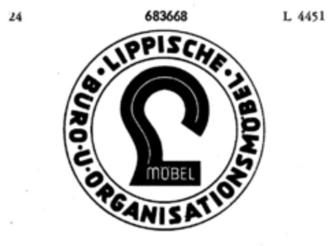 L MÖBEL LIPPISCHE BÜRO-U-ORGANISATIONSMÖBEL Logo (DPMA, 02/12/1955)