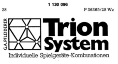 Trion System G.A. PFLEIDERER Individuelle Spielgeräte-Kombinationen Logo (DPMA, 25.03.1988)