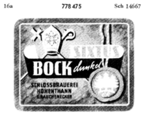 SIXTUS BOCK dunkel Logo (DPMA, 05/25/1962)