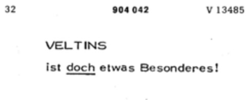 VELTINS ist doch etwas Besonderes! Logo (DPMA, 19.01.1972)