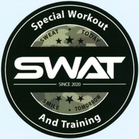 Special Workout SWEAT · TODAY SWAT SINCE 2020 SMILE · TOMORROW And Training Logo (DPMA, 03/01/2021)