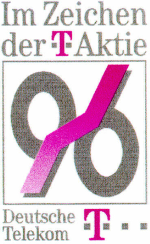 Im Zeichen der -T-Aktie 96  Deutsche Telekom -T--- Logo (DPMA, 15.05.1996)