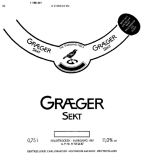 GRAEGER SEKT Logo (DPMA, 20.07.1989)