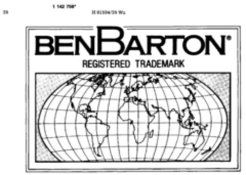 BEN BARTON REGISTERED TRADEMARK Logo (DPMA, 25.04.1989)