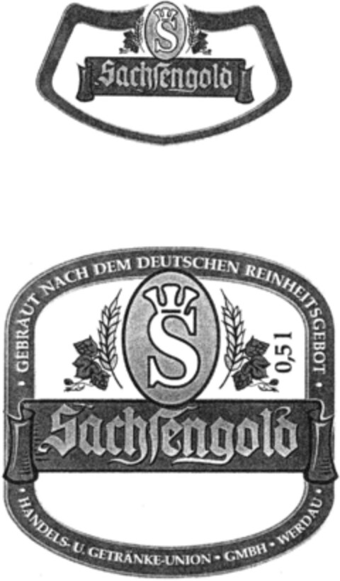 Sachsengold .GEBRAUT NACH DEM DEUTSCHEN REINHEITSGEBOT. Logo (DPMA, 07.04.1992)