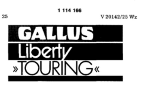 GALLUS liberty TOURING Logo (DPMA, 01/28/1987)