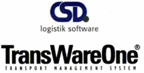 CSD. logistik software TransWareOne TRANSPORT MANAGEMENT SYSTEM Logo (DPMA, 29.03.2001)