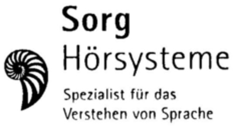 Sorg Hörsysteme Spezialist für das Verstehen von Sprache Logo (DPMA, 12.05.2001)