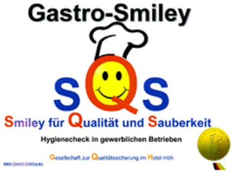 Gastro-Smiley SQS Smiley für Qualität und Sauberkeit Hygienecheck in gewerblichen Betrieben Logo (DPMA, 11/23/2010)