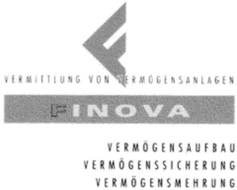 VERMITTLUNG VON VERMÖGENSANLAGEN FINOVA VERMÖGENSAUFBAU VERMÖGENSSICHERUNG VERMÖGENSMEHRUNG Logo (DPMA, 12/22/1994)