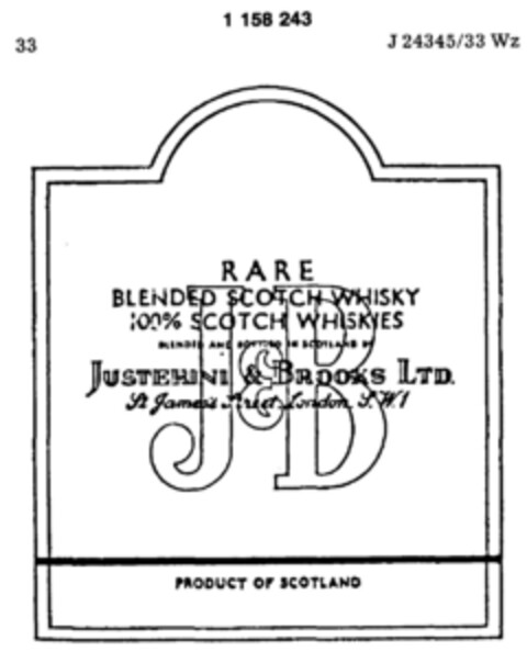 JUSTERINI & BROOKS J & B Logo (DPMA, 19.09.1989)