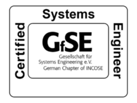 GfSE Certified Systems Engineer Gesellschaft für Systems Engineering e.V. German Chapter of INCOSE Logo (DPMA, 06.07.2010)