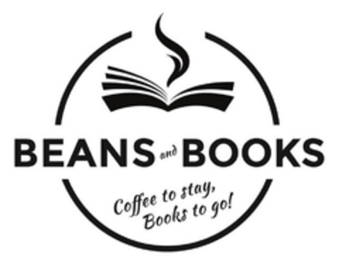 BEANS and BOOKS Coffee to stay, Books to go! Logo (DPMA, 03/01/2018)