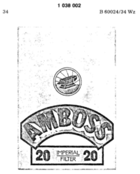 AMBOSS 20 IMPERIAL FILTER 20 Logo (DPMA, 02/14/1978)