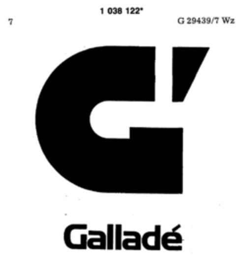 Galladé G Logo (DPMA, 13.03.1982)