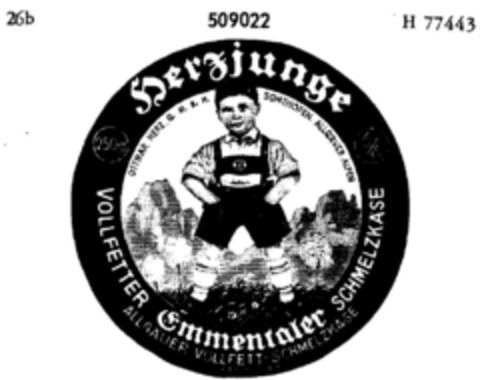 Herzjunge Vollfetter Emmentaler Schmelzkäse Logo (DPMA, 11.08.1938)