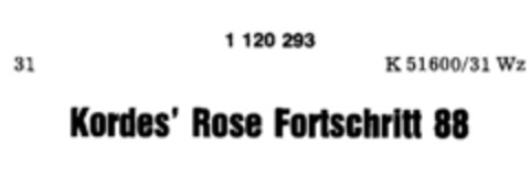 Kordes`Rose Fortschritt 88 Logo (DPMA, 25.08.1987)