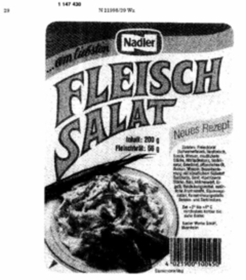 am liebsten Nadler FLEISCH SALAT Logo (DPMA, 11/04/1988)