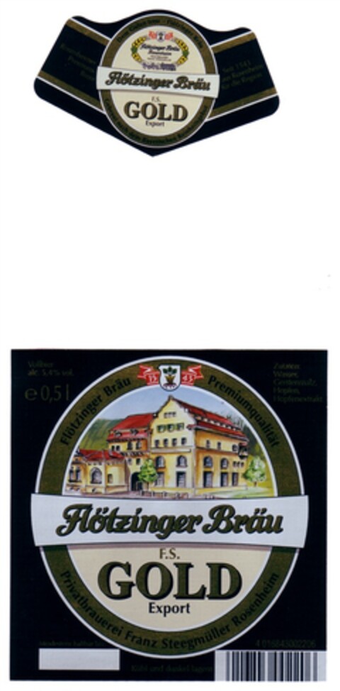 Flötzinger Bräu GOLD Export Logo (DPMA, 21.01.2008)