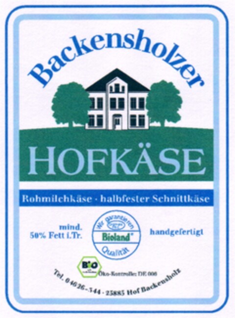 Backensholzer Hofkäse Logo (DPMA, 15.03.2007)