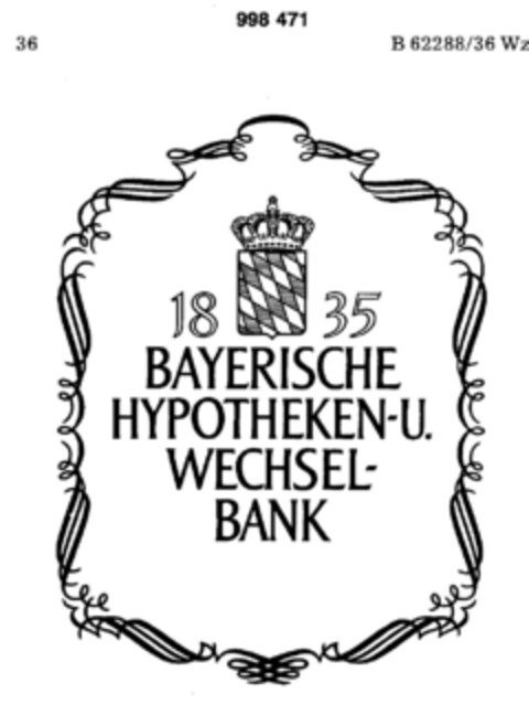 1835 BAYERISCHE HYPOTHEKEN- U. WECHSEL-BANK Logo (DPMA, 13.03.1979)