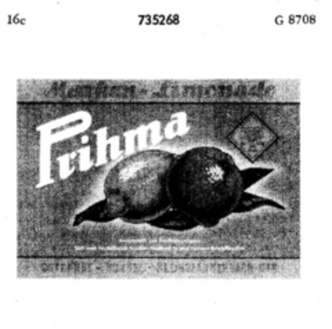 Marken-Limonade Prihma Logo (DPMA, 12.03.1959)