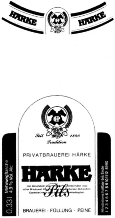 HÄRKE Pils Logo (DPMA, 22.07.1991)