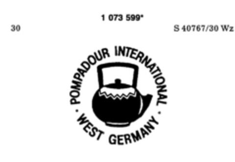 POMPADOUR INTERNATIONAL WEST GERMANY Logo (DPMA, 08/13/1984)