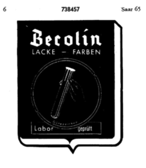 Becolin LACKE - FARBEN Labor geprüft Logo (DPMA, 19.12.1949)