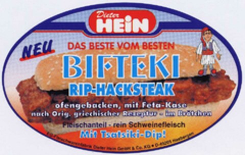 Dieter HEIN BIFTEKI RIP-HACKSTEAK Logo (DPMA, 27.08.2002)