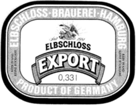 ELBSCHLOSS-BRAUEREI-HAMBURG ELBSCHLOSS EXPORT Logo (DPMA, 17.05.1986)