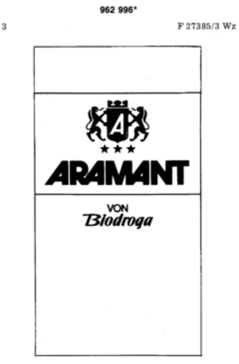 ARAMANT von Biodroga Logo (DPMA, 18.06.1977)