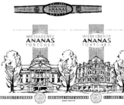 WIESBADENER ANANAS TÖRTCHEN ORIGINAL KUNDER Logo (DPMA, 23.05.1959)