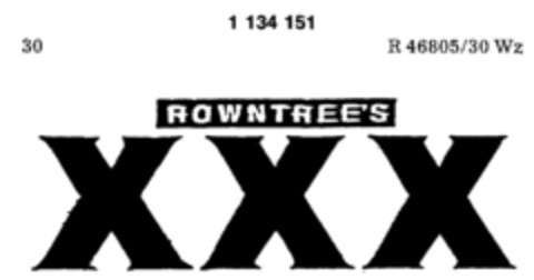 ROWNTREE`S XXX Logo (DPMA, 06/14/1988)