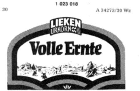 LIEKEN URKORN Volle Ernte Logo (DPMA, 02/18/1981)