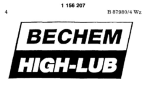 BECHEM HIGH-LUB Logo (DPMA, 08.08.1989)