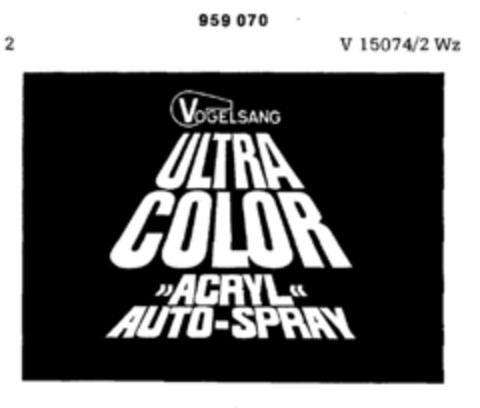 VOGELSANG ULTRA COLOR >ACRYL< AUTO-SPRAY Logo (DPMA, 09.04.1976)