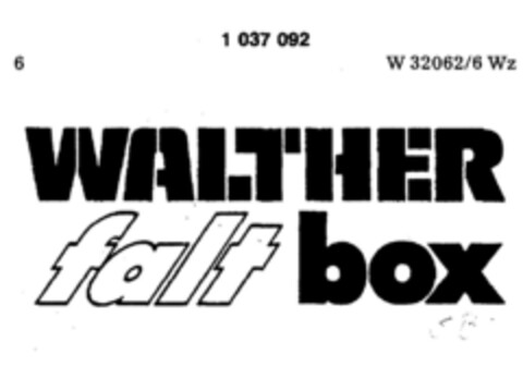 WALTHER falt box Logo (DPMA, 01/04/1982)