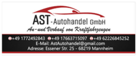 AST-Autohandel GmbH An- und Verkauf von Kraftfahrzeugen Logo (DPMA, 04.09.2020)