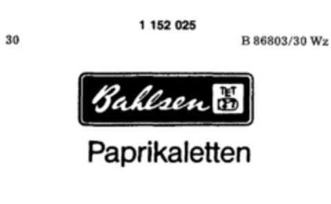 Bahlsen TET Paprikaletten Logo (DPMA, 11.03.1989)