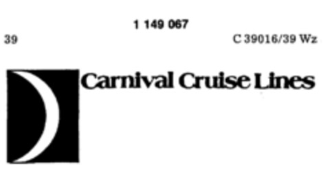 Carnival Cruise Lines Logo (DPMA, 04/21/1989)