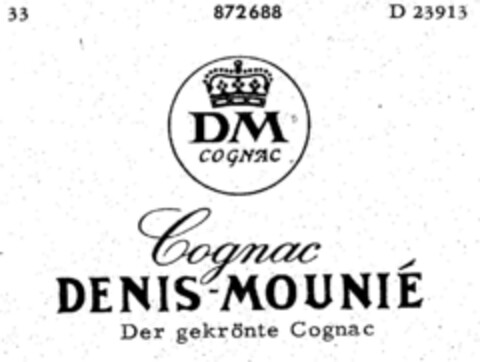 Cognac DENIS-MOUNIE Der gekrönte Cognac Logo (DPMA, 10/30/1969)