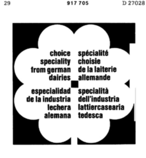 choice speciality from german dairies Logo (DPMA, 06.09.1972)