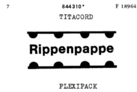 TITACORD Rippenpappe FLEXIPACK Logo (DPMA, 10/27/1967)