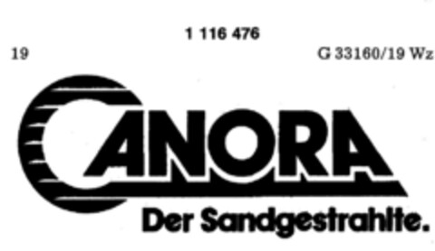 CANORA Der Sandgestrahlte. Logo (DPMA, 07.04.1986)