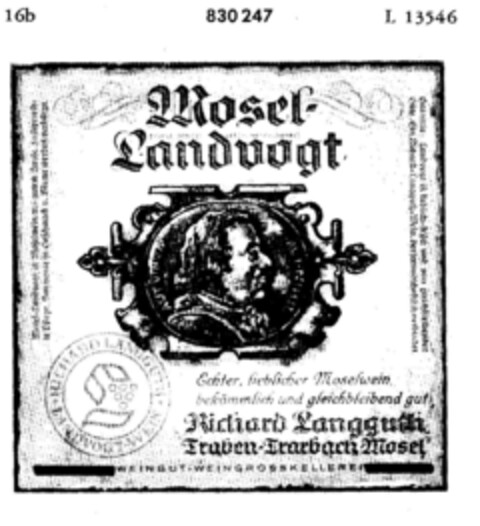 Mosel-Landvogt Logo (DPMA, 10/08/1965)