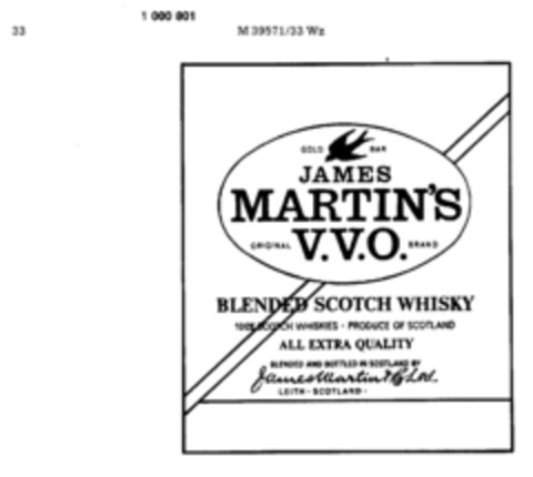 JAMES MARTIN`S V.V.O. Logo (DPMA, 06.09.1974)